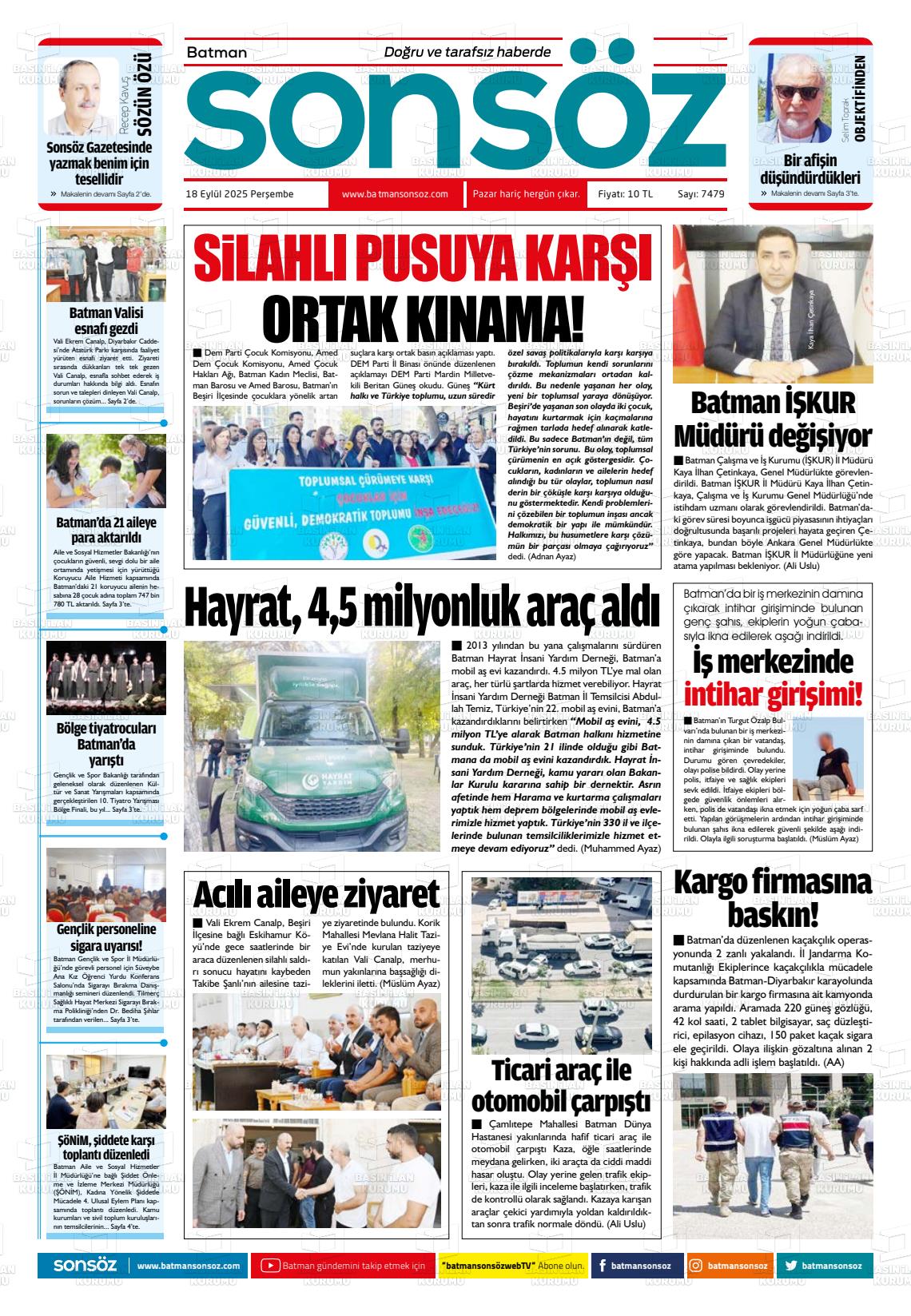 Batman Gazete Manşetleri 18 Eylül 2025 (3)