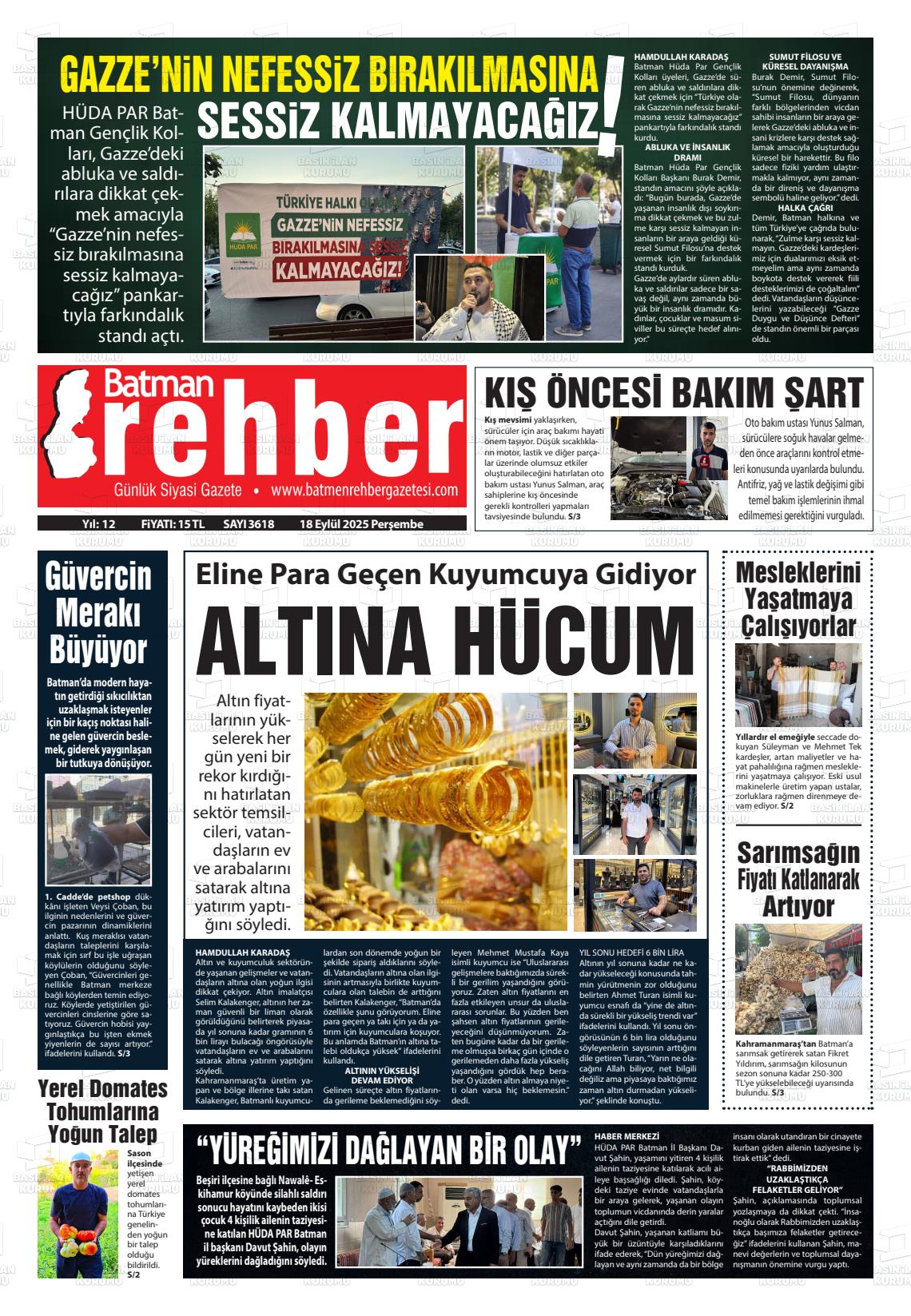 Batman Gazete Manşetleri 18 Eylül 2025 (4)