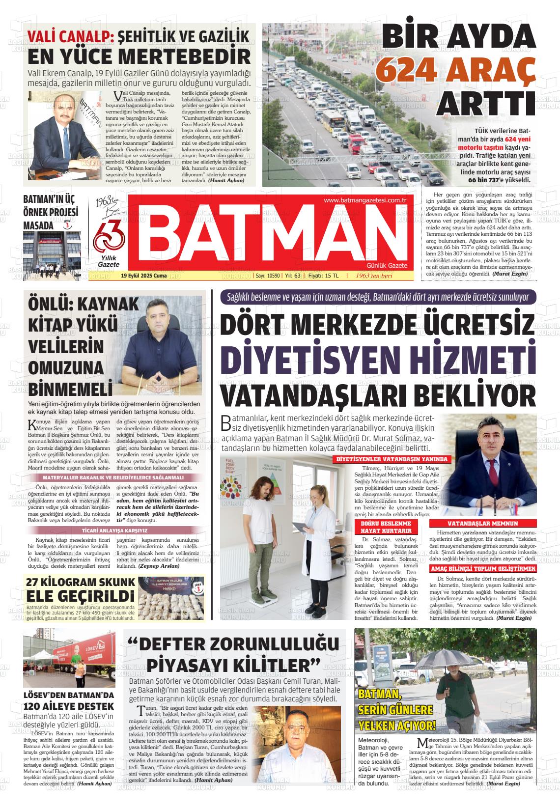 Batman Gazete Manşetleri 19 Eylül 2025 (1)