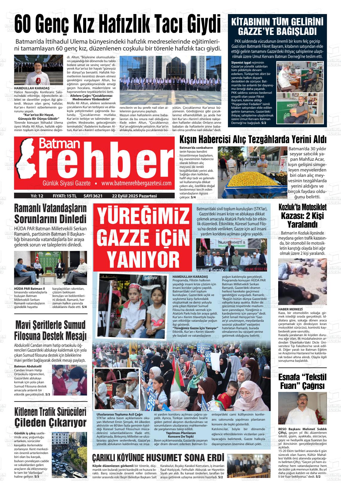 Batman Gazete Manşetleri 22 Eylül 2025 (4)