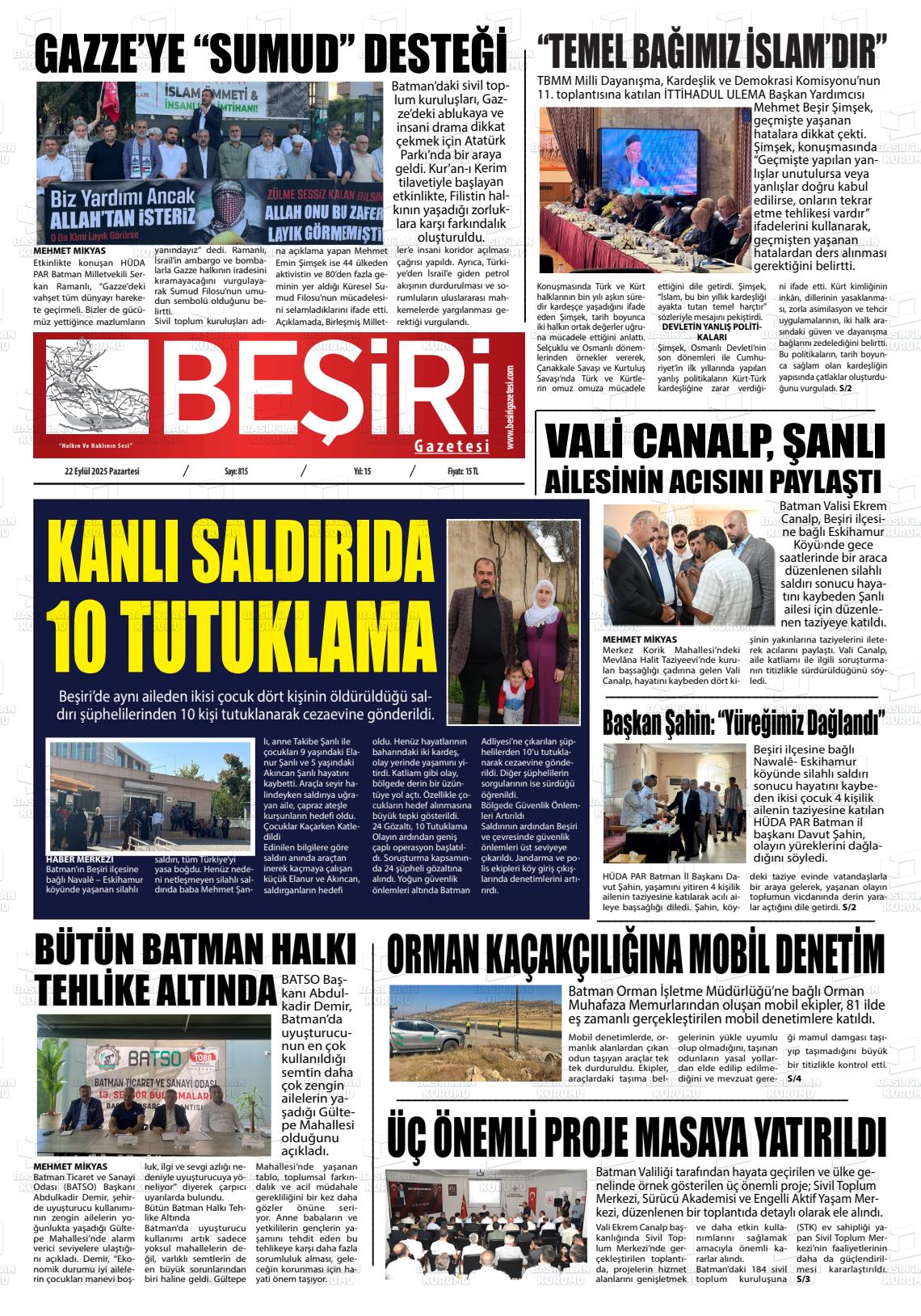 Batman Gazete Manşetleri 22 Eylül 2025 (5)