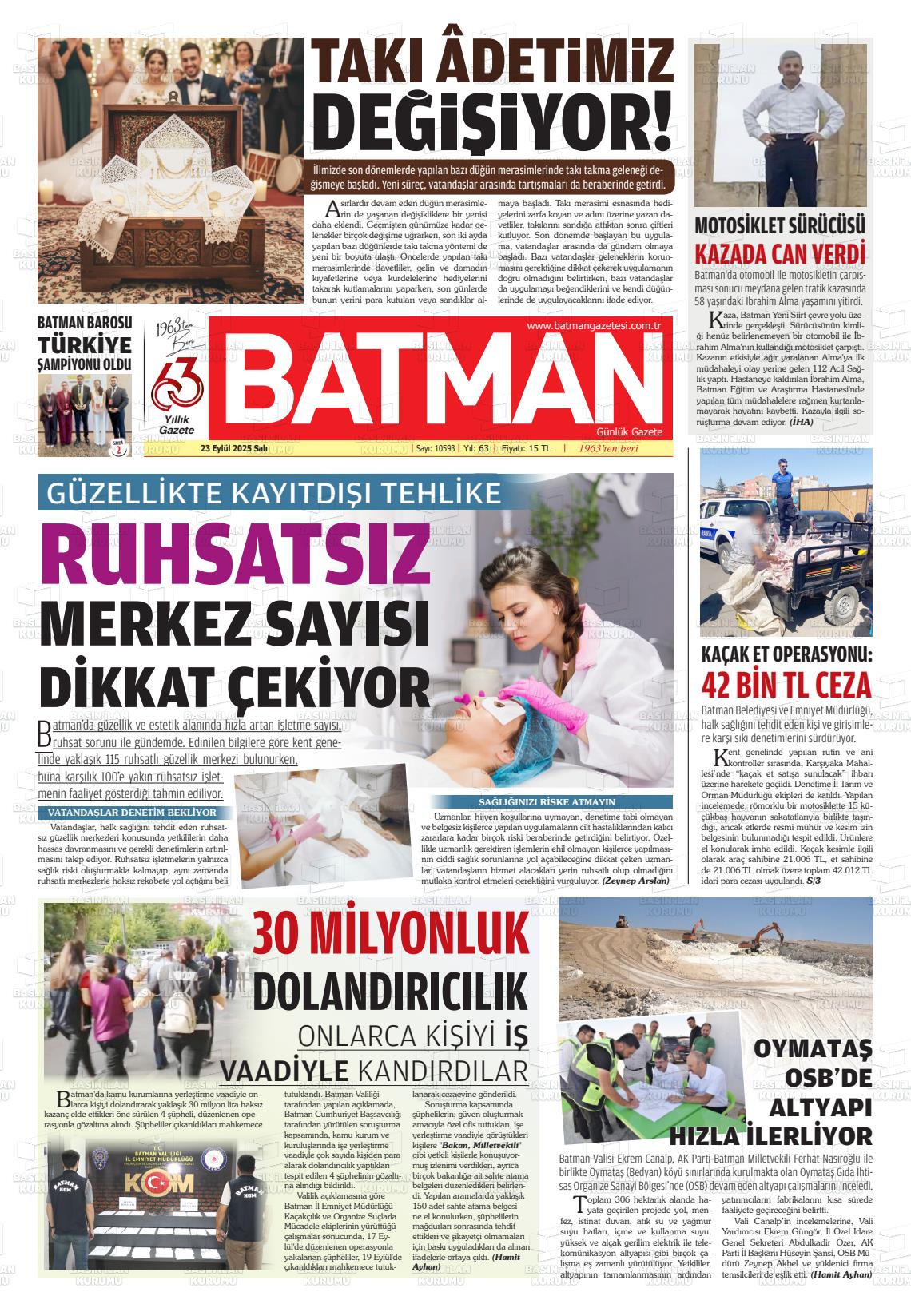 Batman Gazete Manşetleri 23 Eylül 2025 (2)