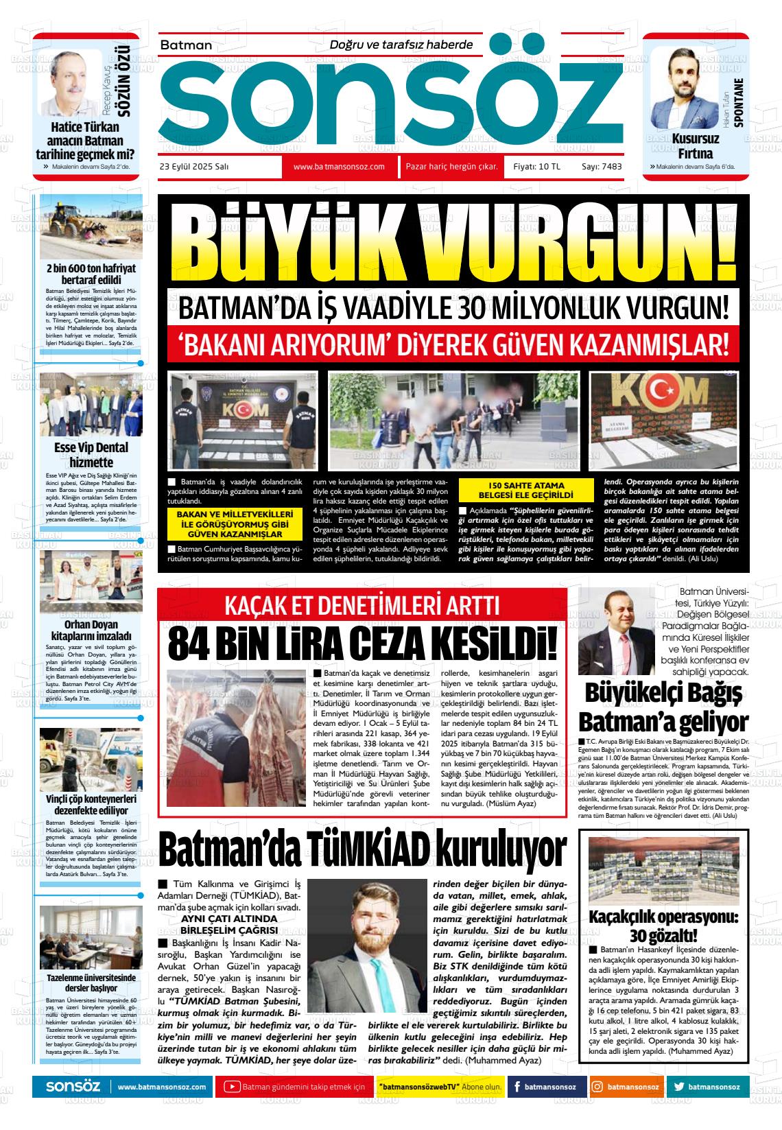 Batman Gazete Manşetleri 23 Eylül 2025 (4)