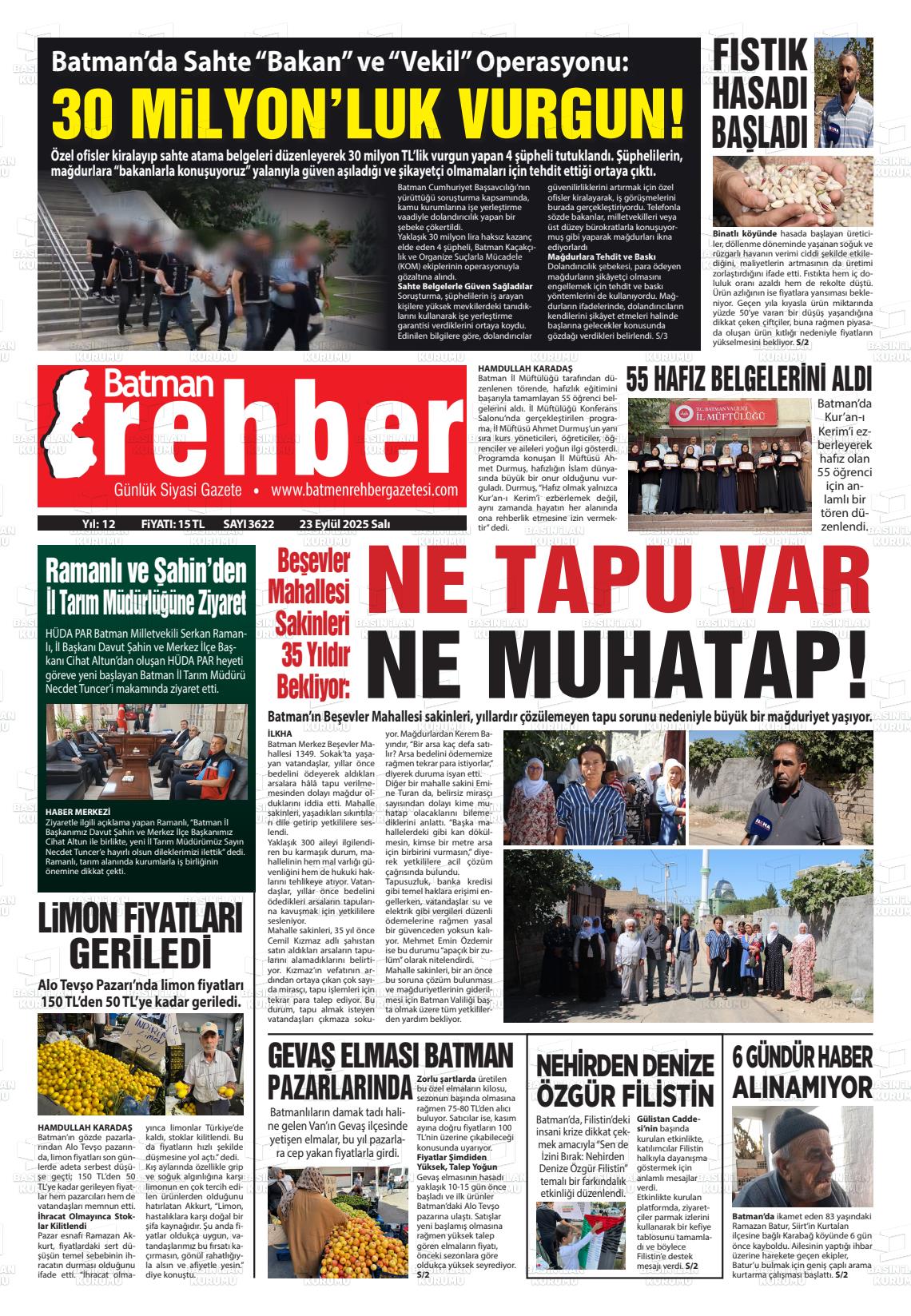 Batman Gazete Manşetleri 23 Eylül 2025 (5)