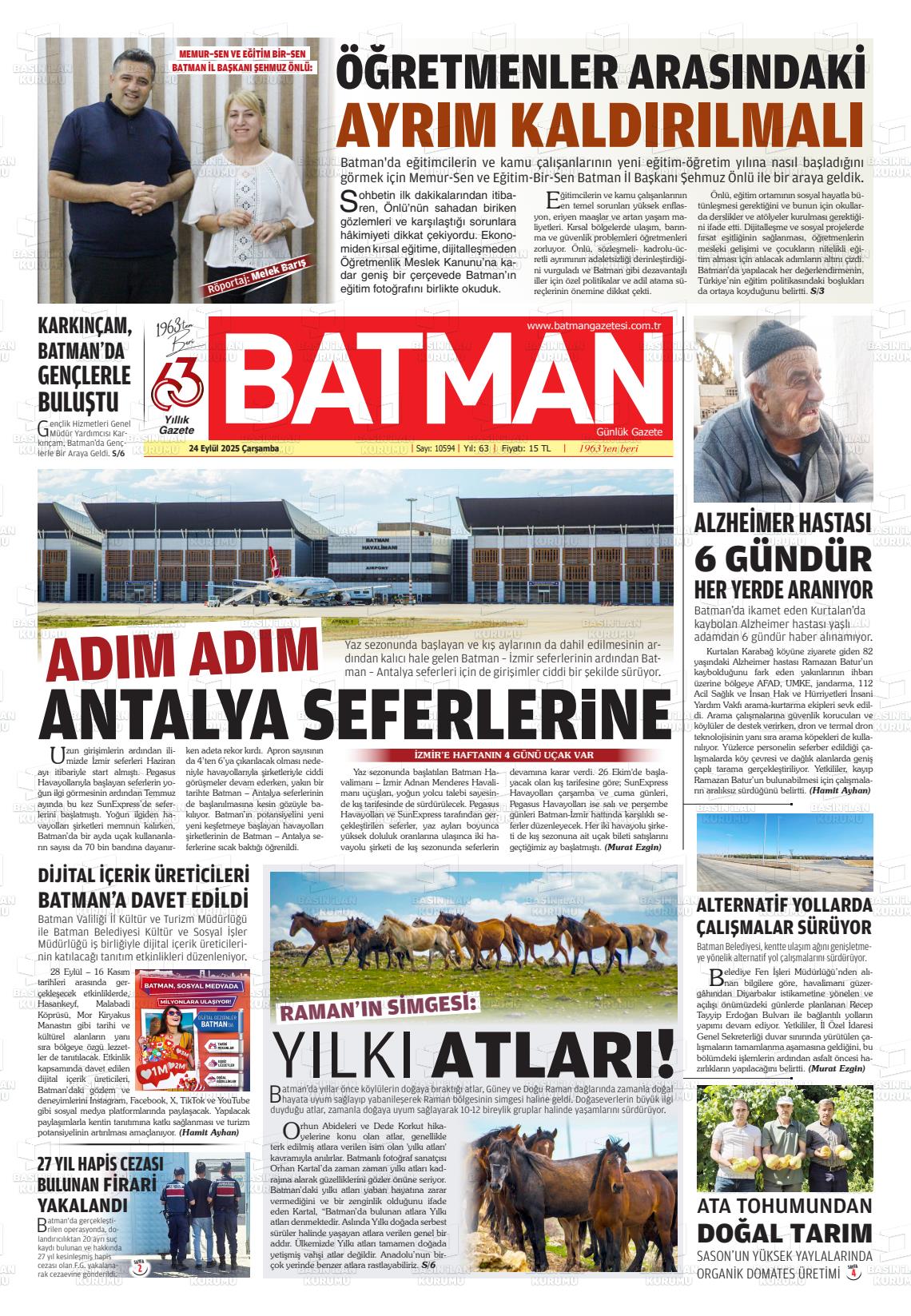Batman Gazete Manşetleri 24 Eylül 2025 (2)