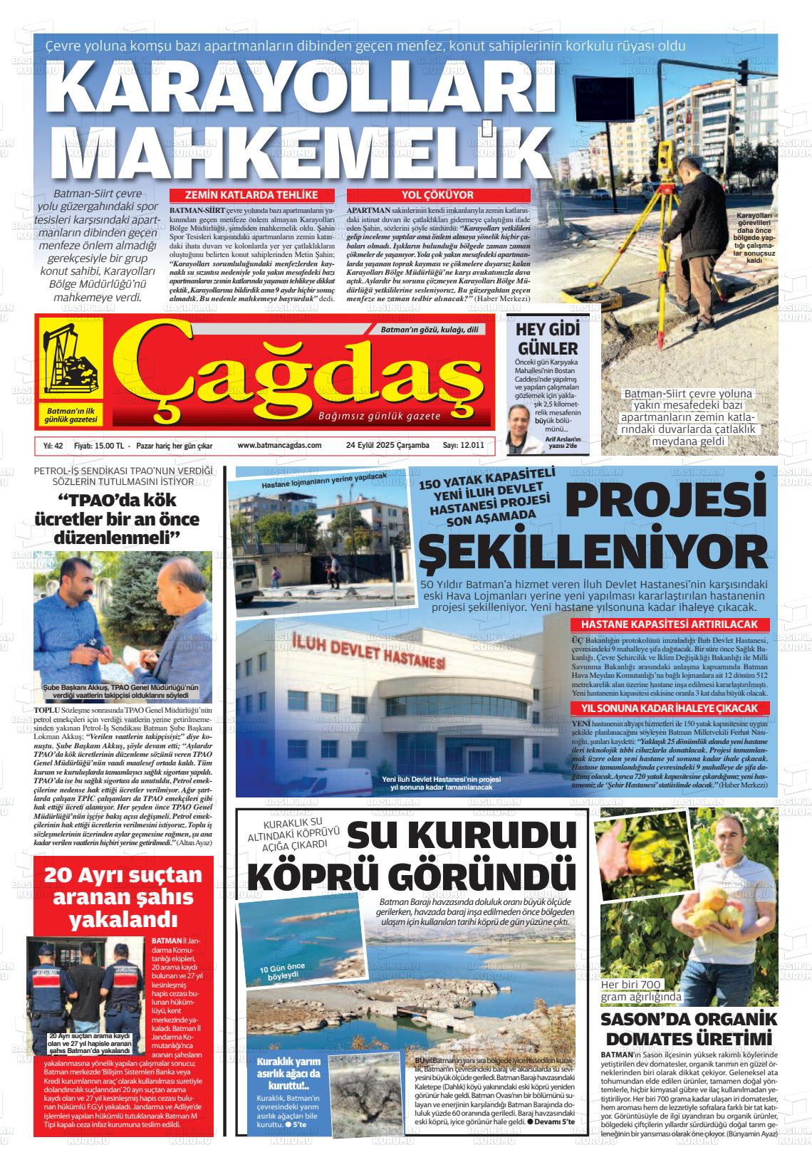 Batman Gazete Manşetleri 24 Eylül 2025 (3)