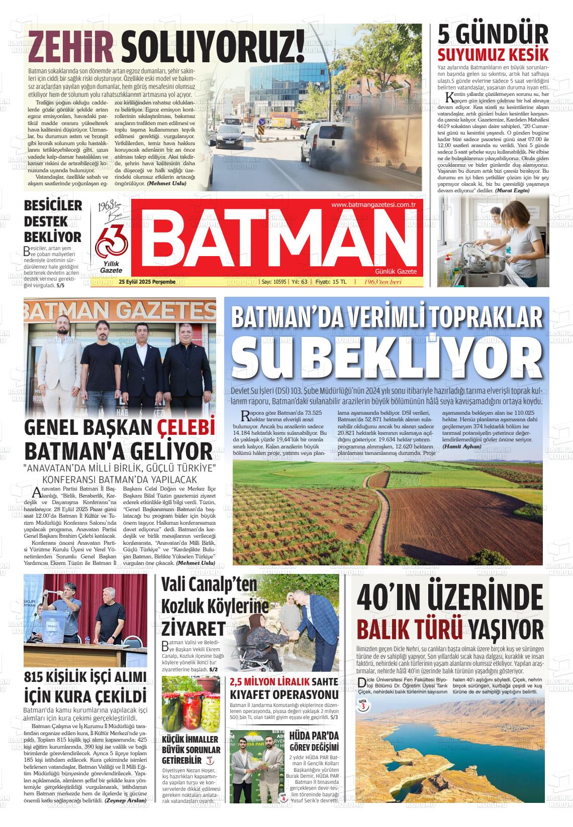 Batman Gazete Manşetleri 25 Eylül 2025 (1)