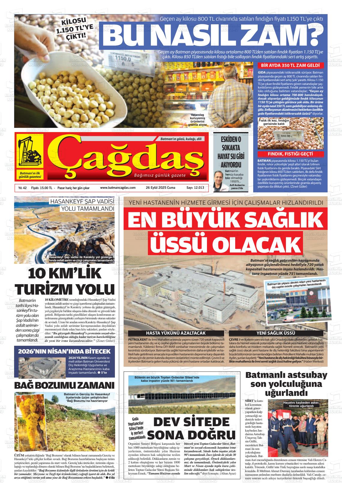 Batman Gazete Manşetleri 26 Eylül 2025 (2)