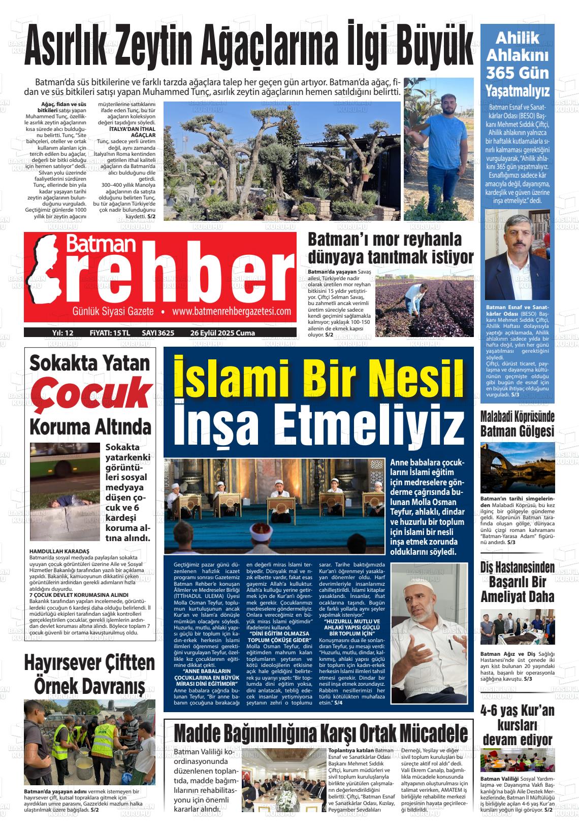 Batman Gazete Manşetleri 26 Eylül 2025 (4)