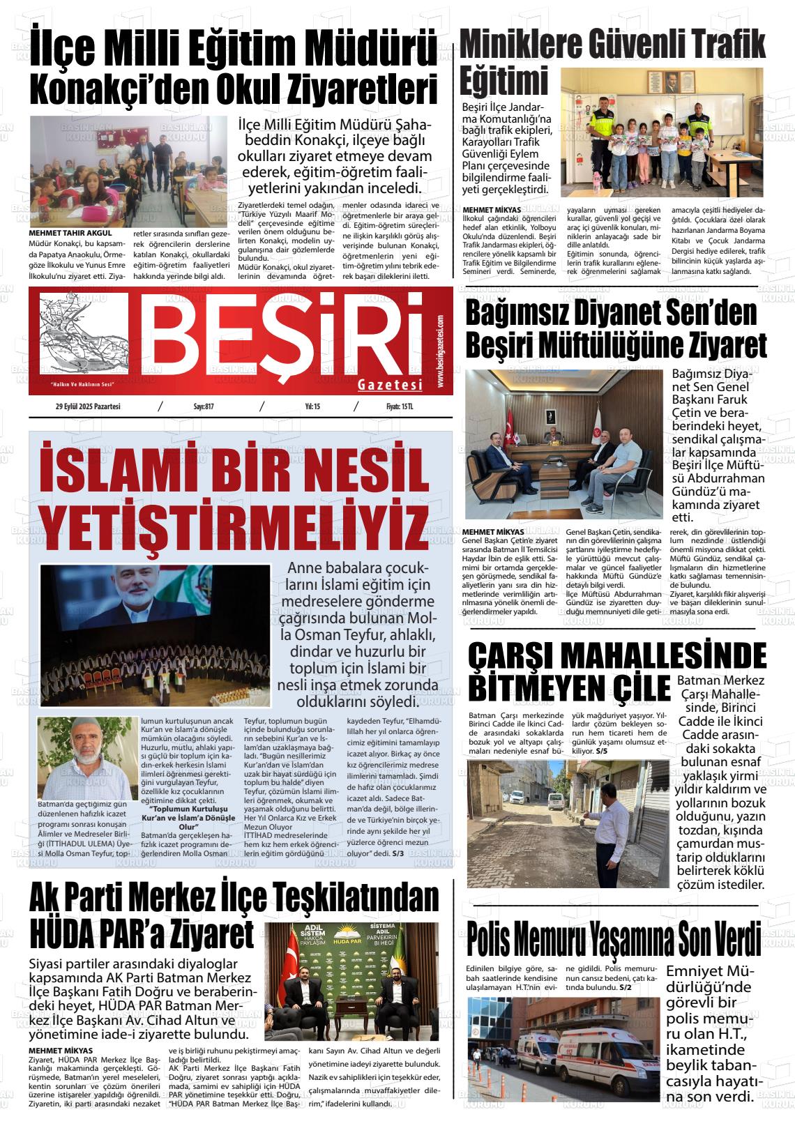 Batman Gazete Manşetleri 29 Eylül 2025 (5)