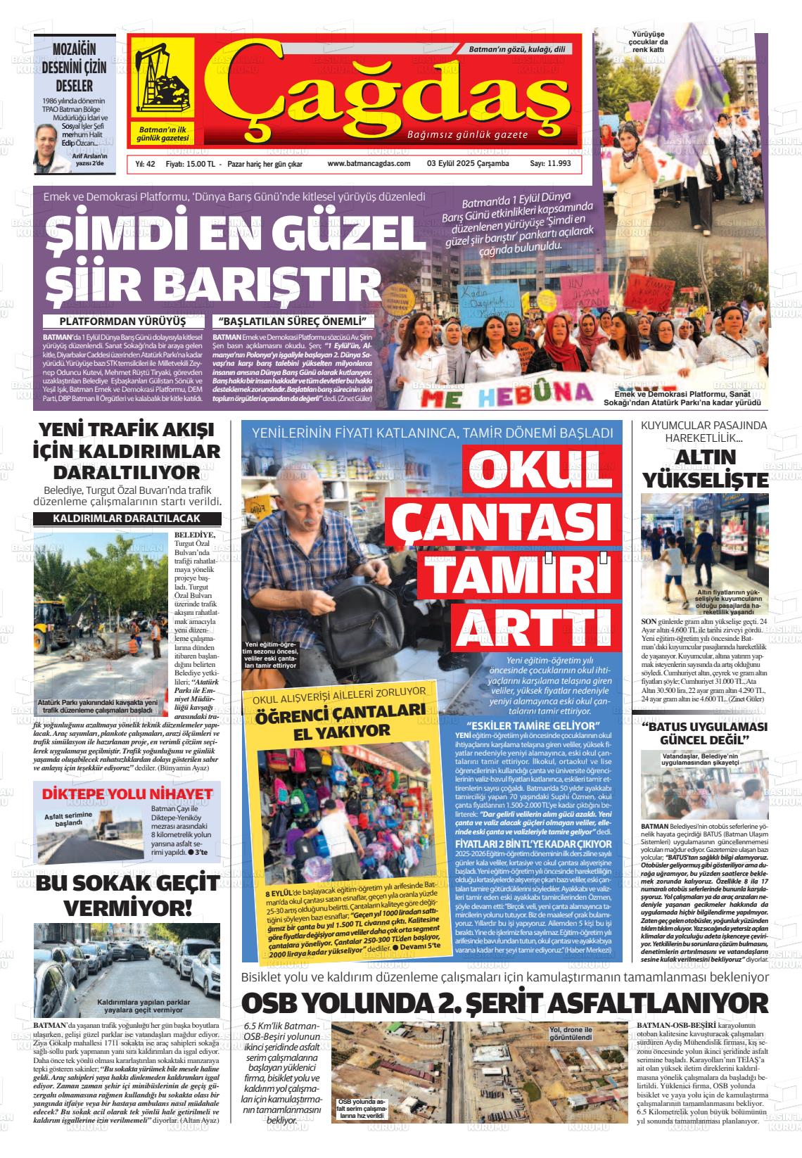 Batman Gazete Manşetleri 3 Eylül 2025 (2)