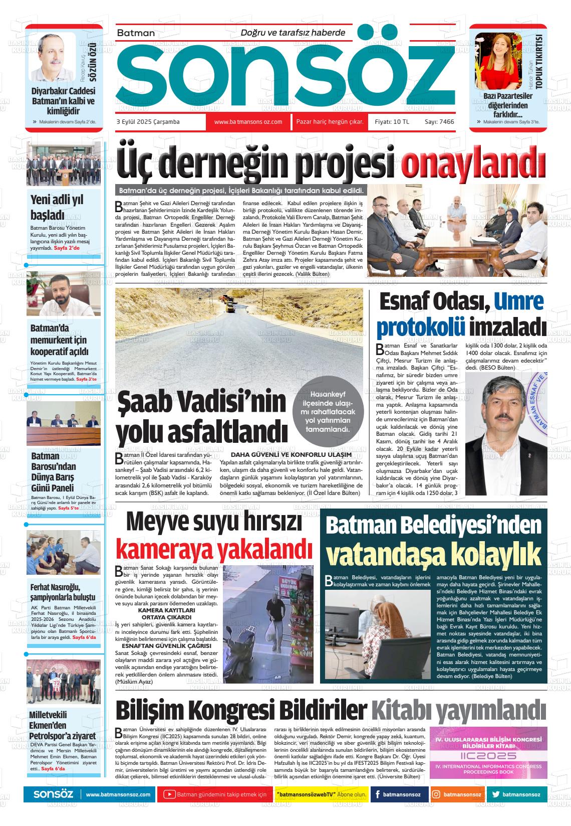 Batman Gazete Manşetleri 3 Eylül 2025 (3)