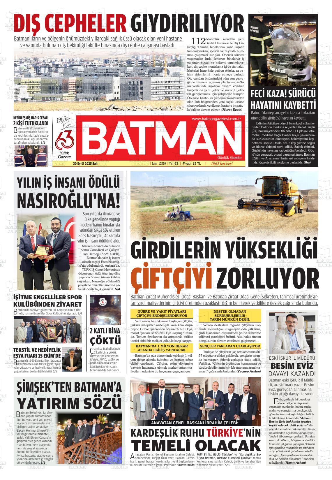 Batman Gazete Manşetleri 30 Eylül 2025 (3)