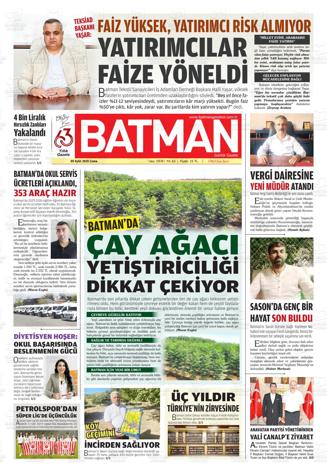 Batman Gazete Manşetleri 5 Eylül 2025 (1)