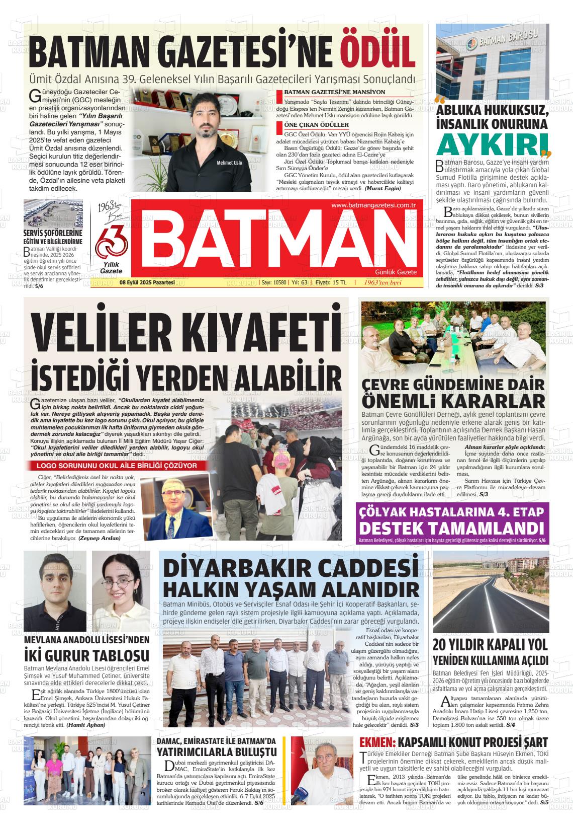 Batman Gazete Manşetleri 8 Eylül 2025 (1)