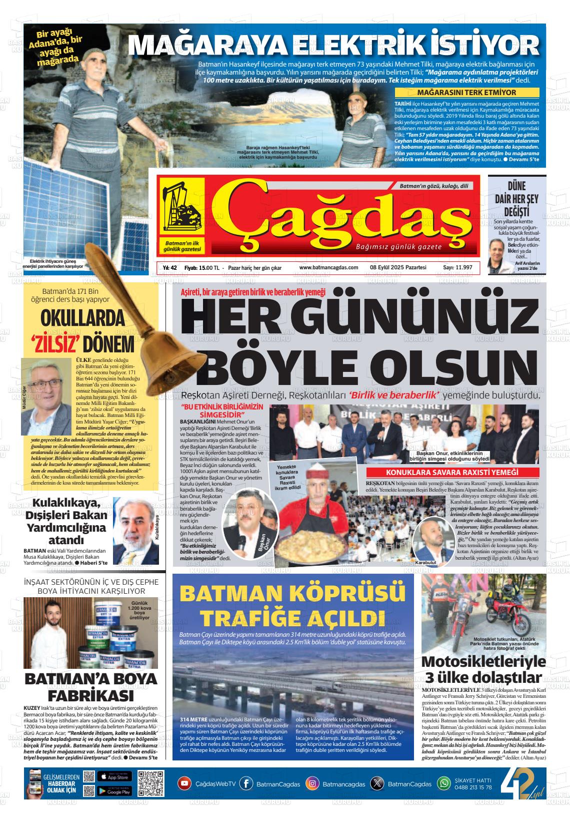 Batman Gazete Manşetleri 8 Eylül 2025 (2)