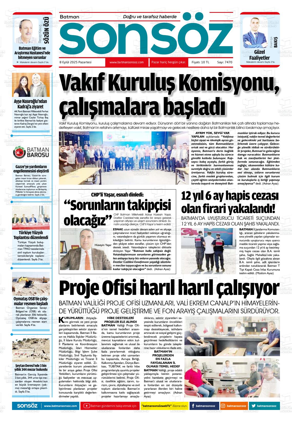 Batman Gazete Manşetleri 8 Eylül 2025 (3)