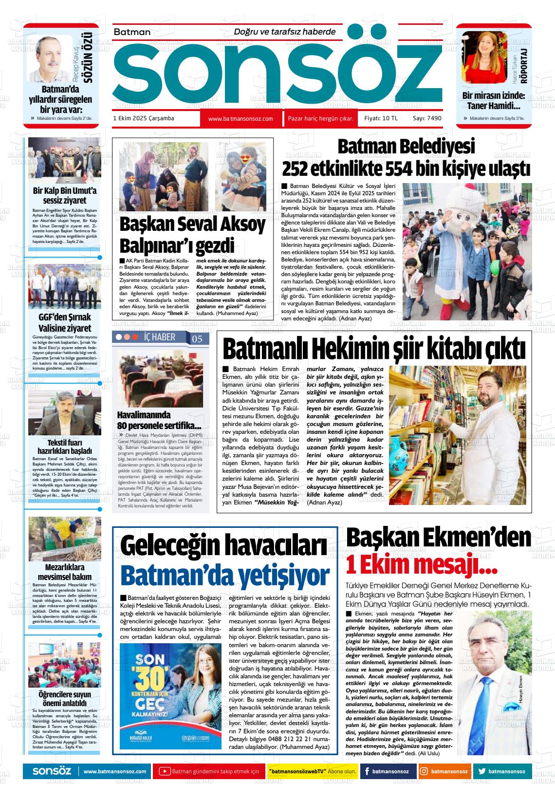 Batman Gazete Manşetleri 1 Ekim 2025 (3)