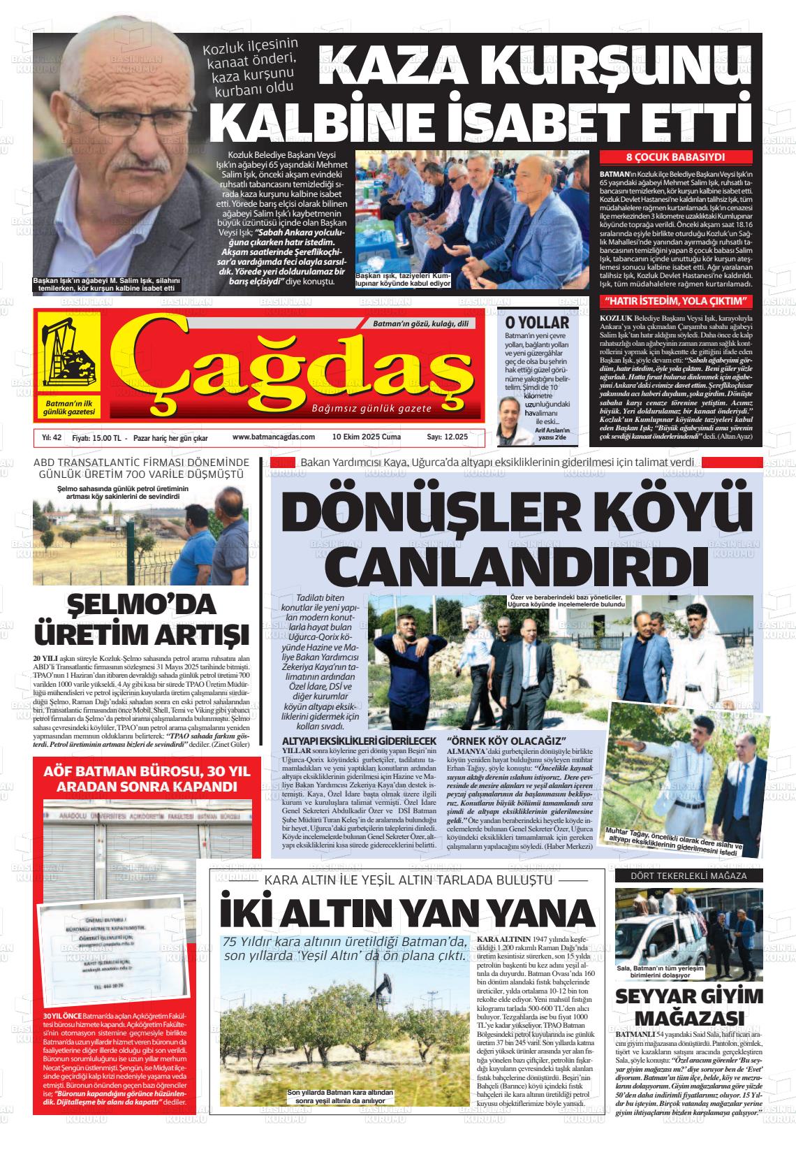 Batman Gazete Manşetleri 10 Ekim 2025 (1)