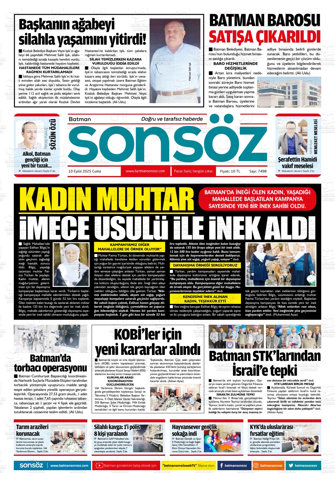 Batman Gazete Manşetleri 10 Ekim 2025 (2)