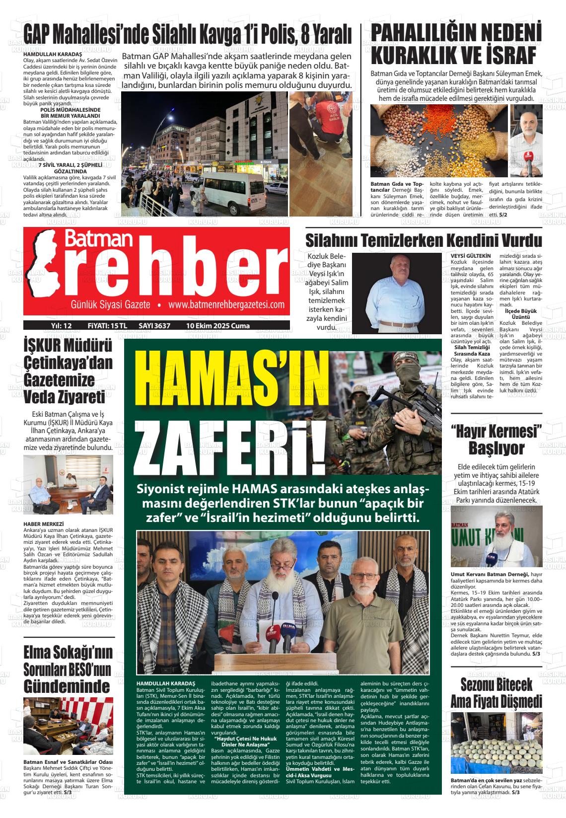 Batman Gazete Manşetleri 10 Ekim 2025 (3)
