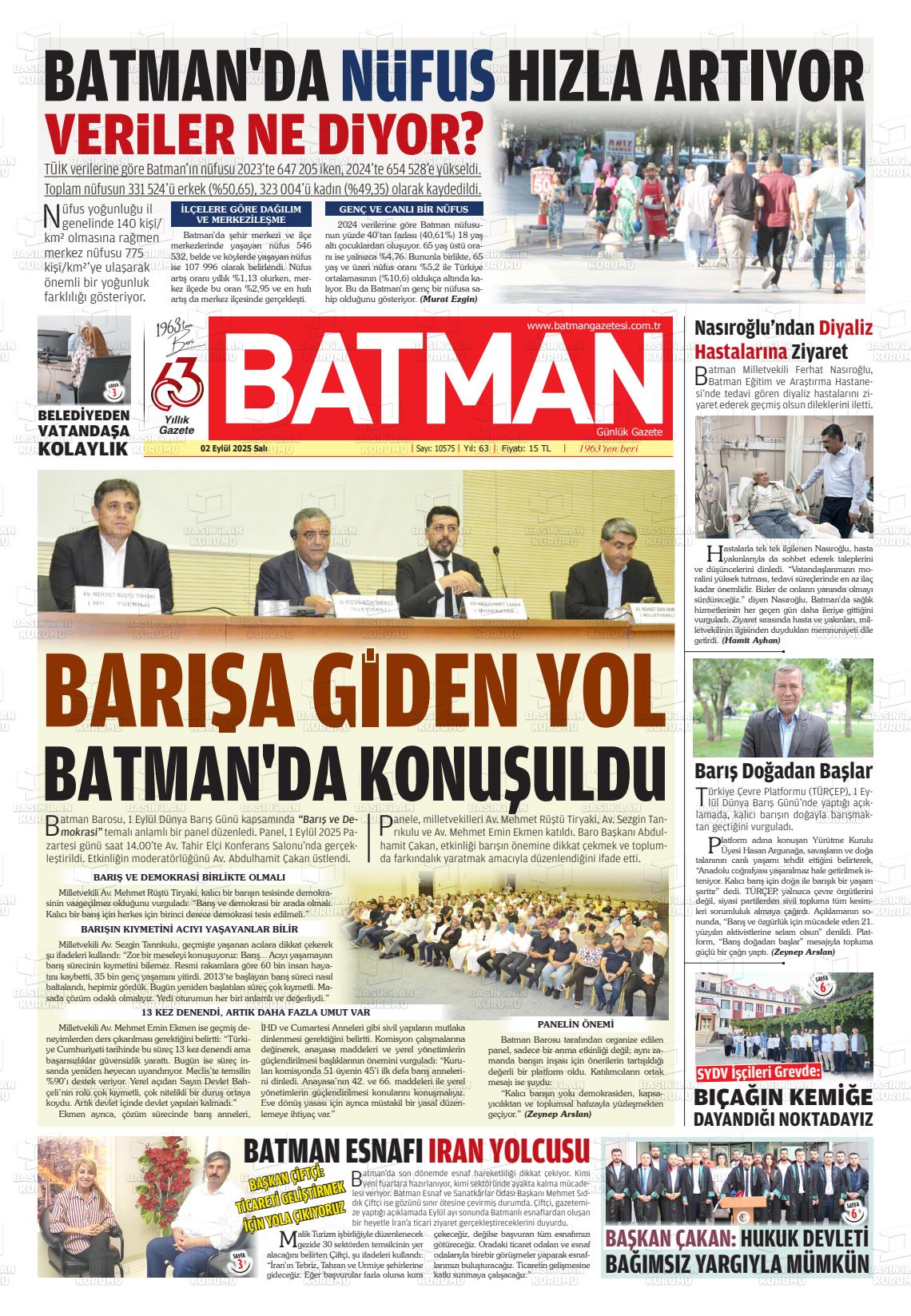 Batman Gazete Manşetleri 2 Ekim 2025 (1)