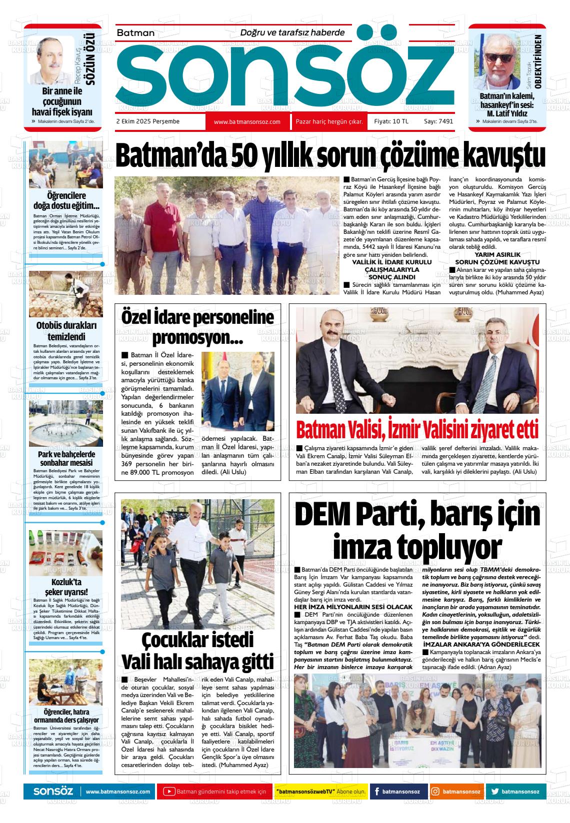 Batman Gazete Manşetleri 2 Ekim 2025 (3)