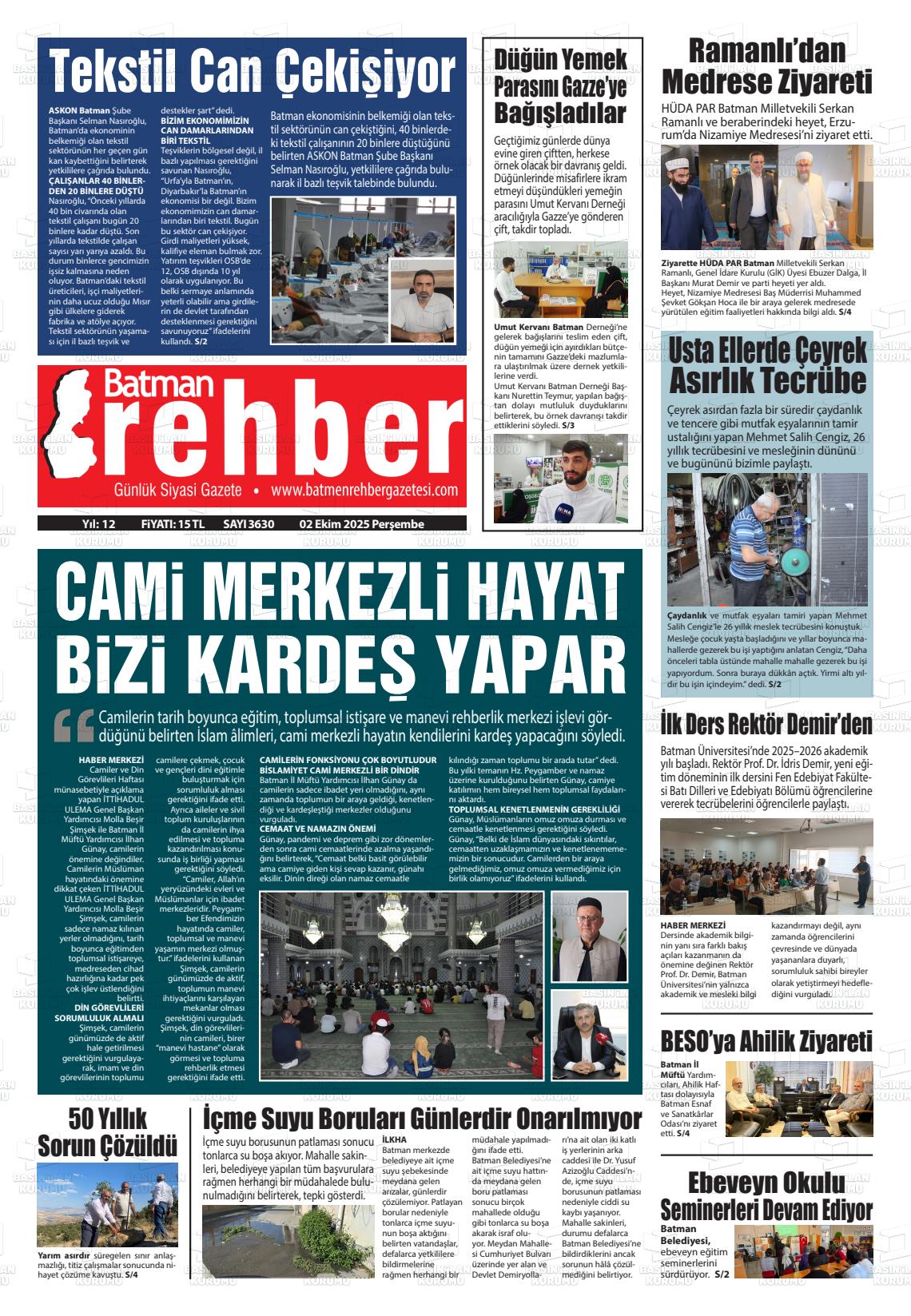 Batman Gazete Manşetleri 2 Ekim 2025 (4)