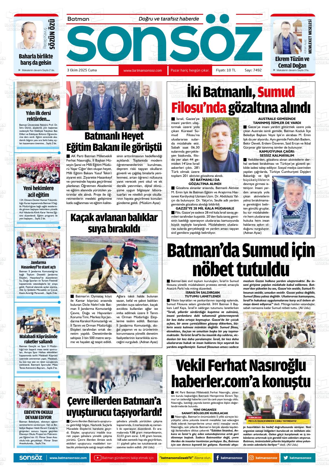 Batman Gazete Manşetleri 3 Ekim 2025 (4)