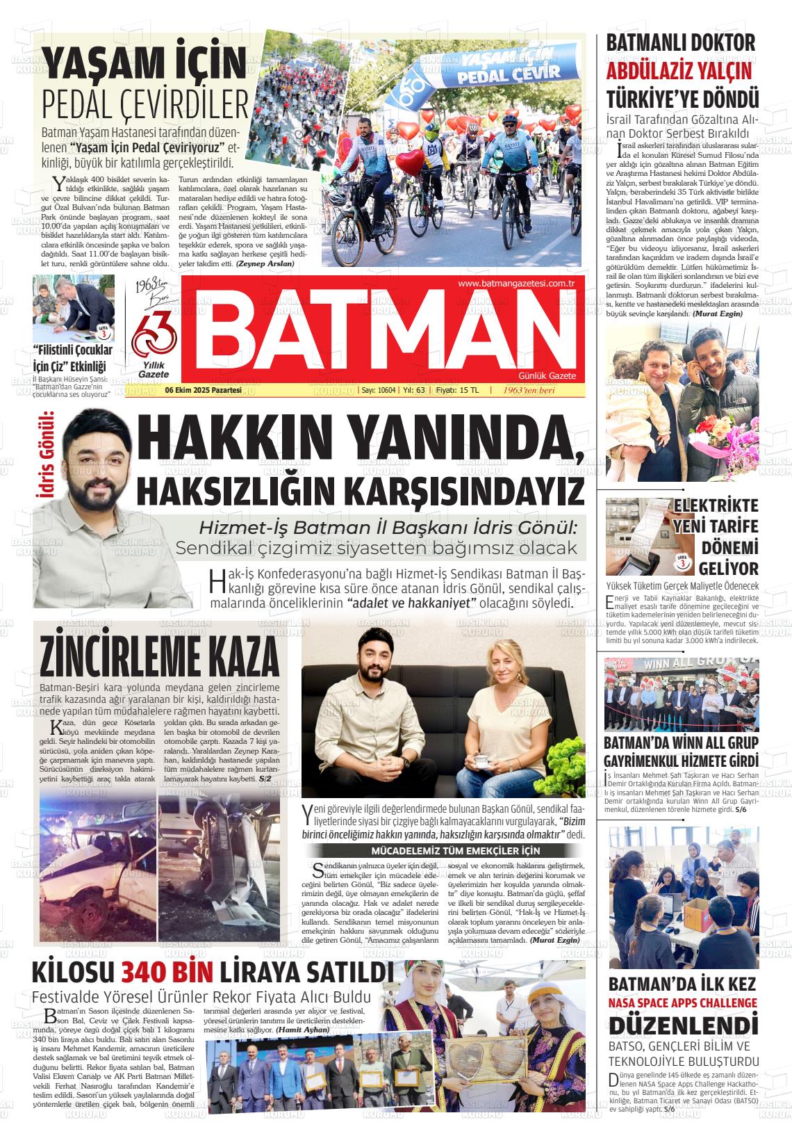 Batman Gazete Manşetleri 6 Ekim 2025 (1)
