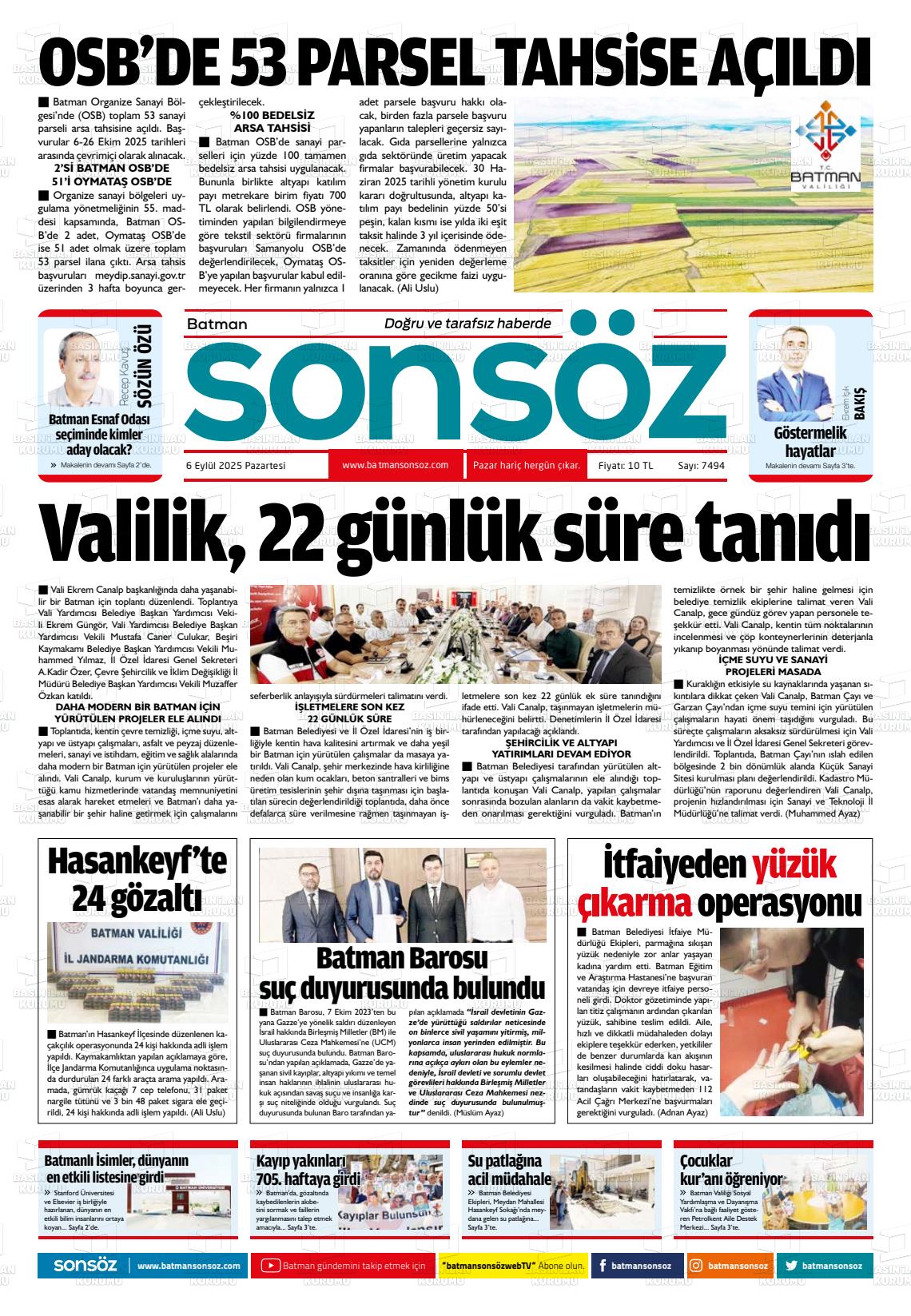 Batman Gazete Manşetleri 6 Ekim 2025 (3)