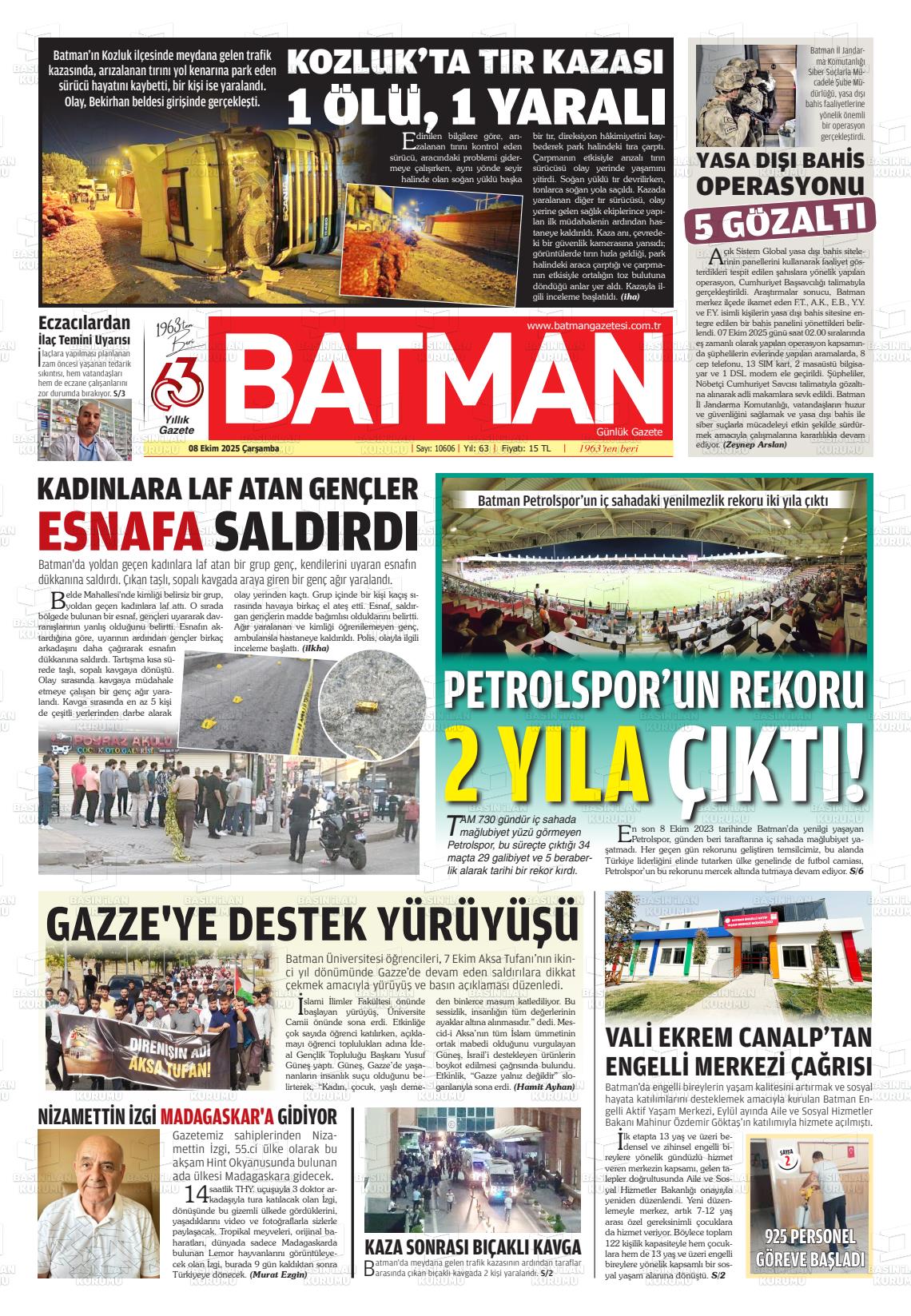 Batman Gazete Manşetleri 8 Ekim 2025 (1)