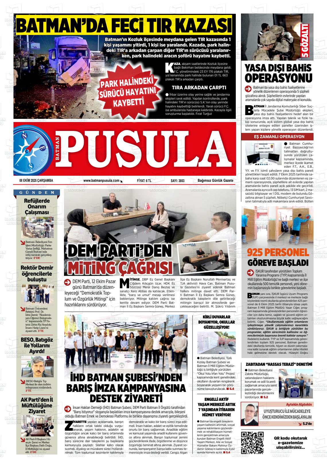 Batman Gazete Manşetleri 8 Ekim 2025 (5)