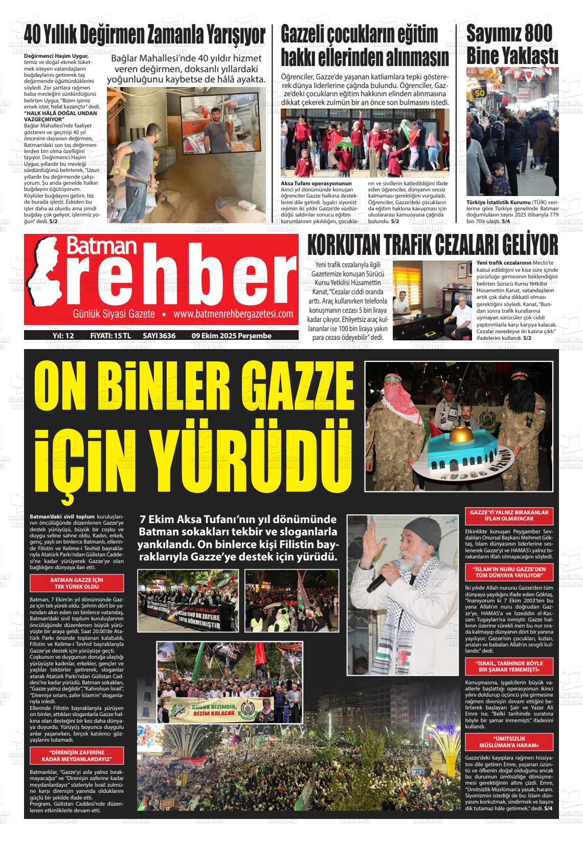 Batman Gazete Manşetleri 9 Ekim 2025 (4)