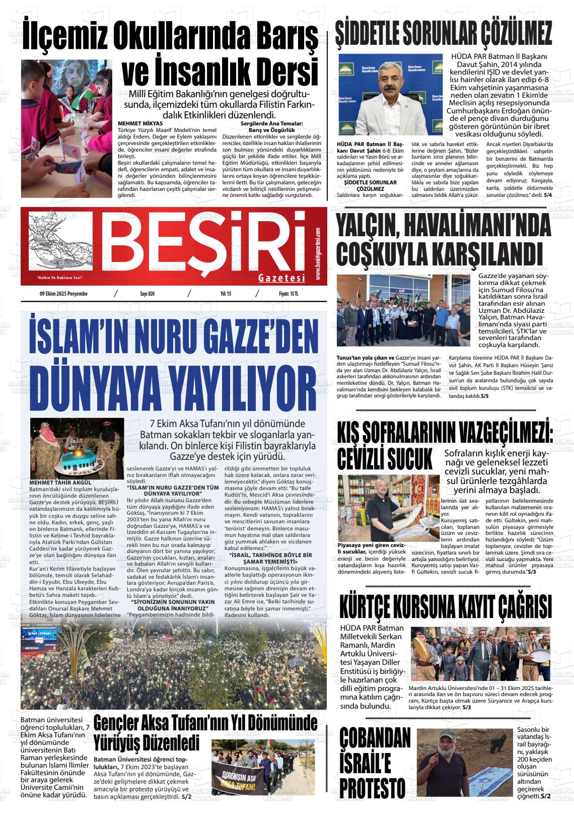 Batman Gazete Manşetleri 9 Ekim 2025 (5)