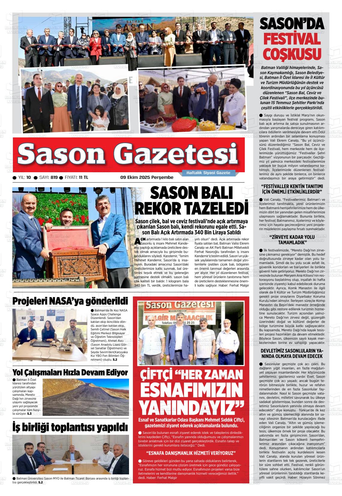 Batman Gazete Manşetleri 9 Ekim 2025 (7)