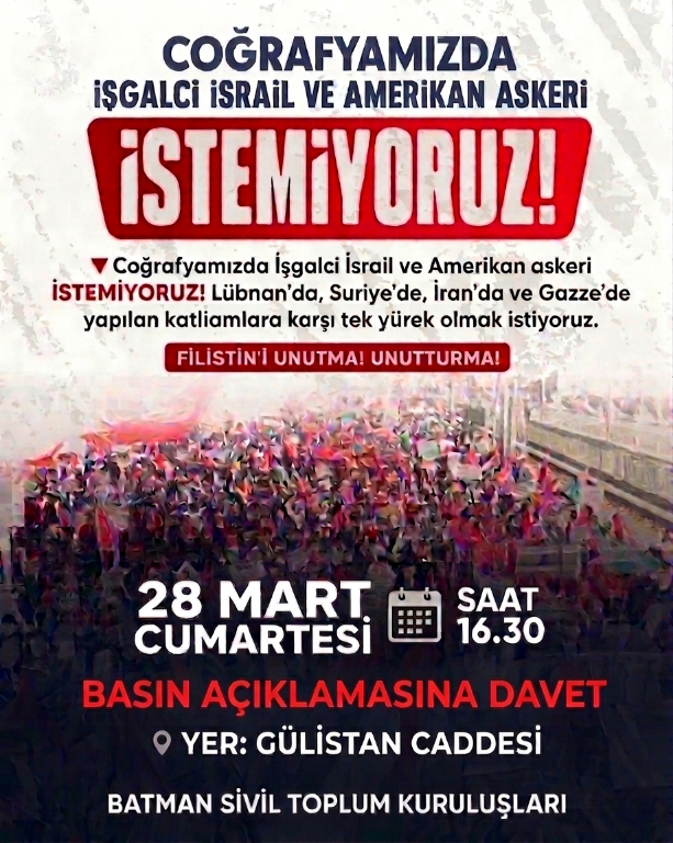 Batman'da Sivil Toplum Kuruluşları İşgal Ve Katliamlara Hayır Basın Açıklaması Düzenleyecek-1