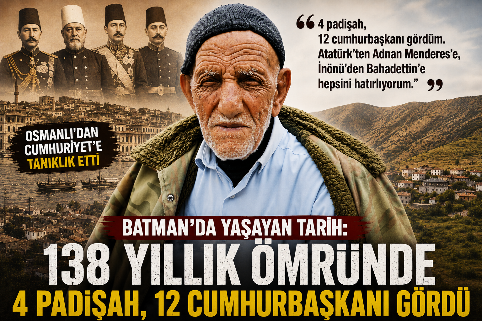 Batman’da Yaşayan Tarih: 138 Yıllık Ömründe 4 Padişah, 12 Cumhurbaşkanı Gördü