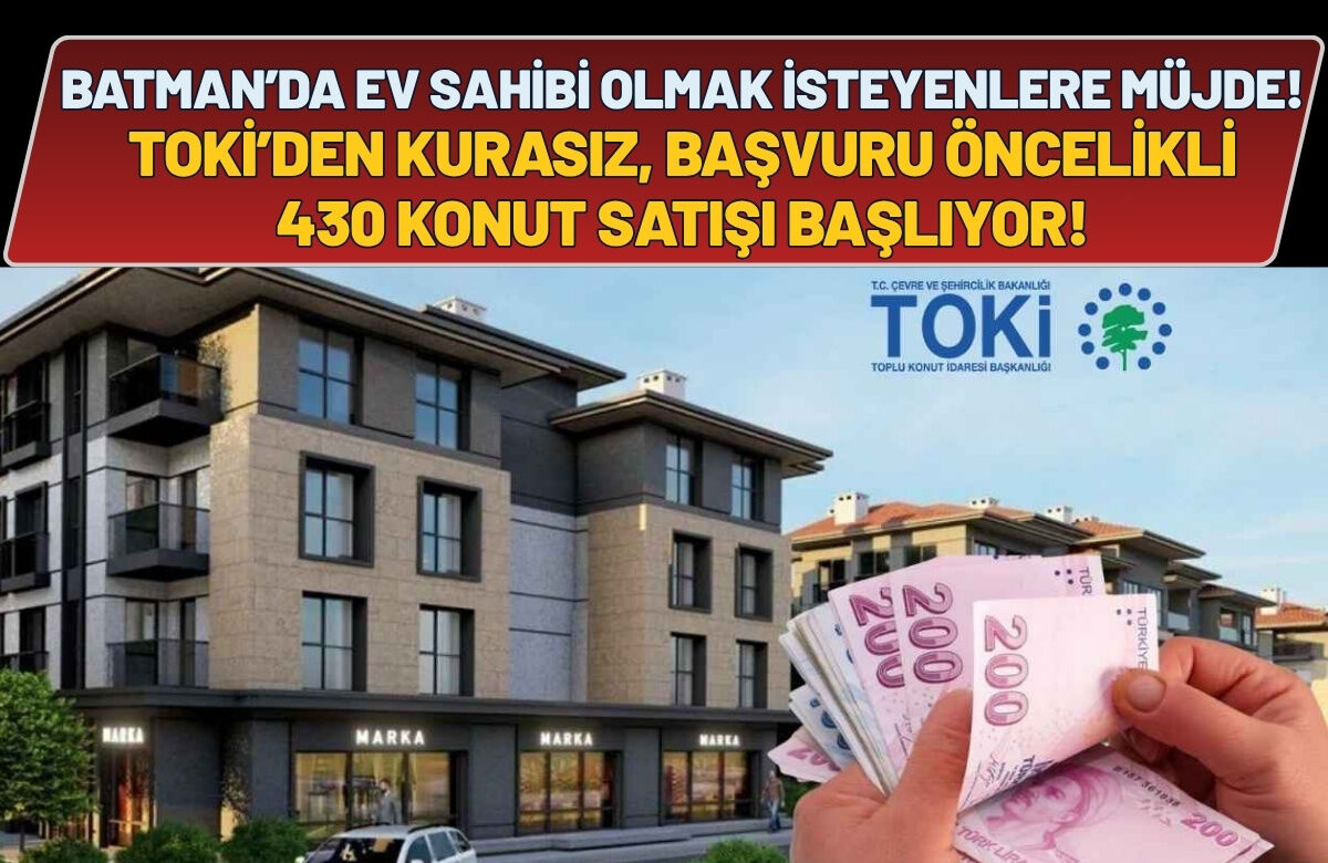 Batman’da Ev Sahibi Olmak İsteyenlere Müjde: TOKİ’den Kurasız, Başvuru Öncelikli 430 Konut Satışı Başlıyor!