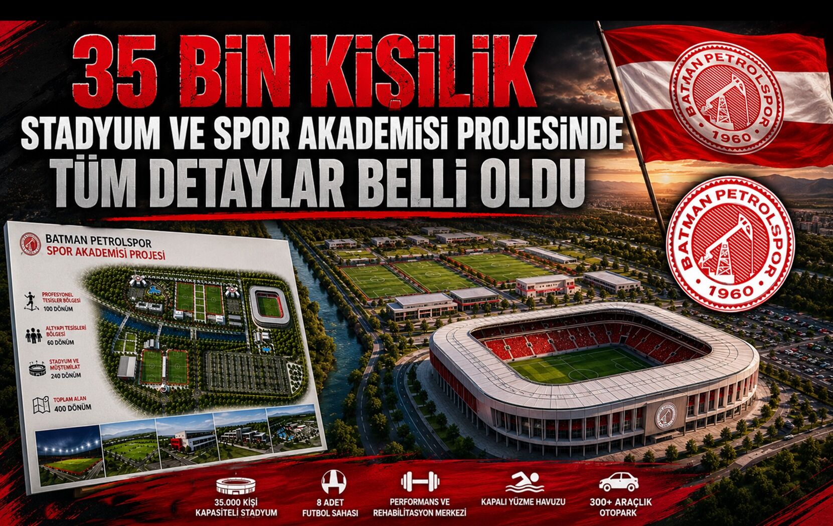 Batman 35 Bin Kişilik Stadyum ve Spor Akademisi Projesinde Tüm Detaylar Belli Oldu