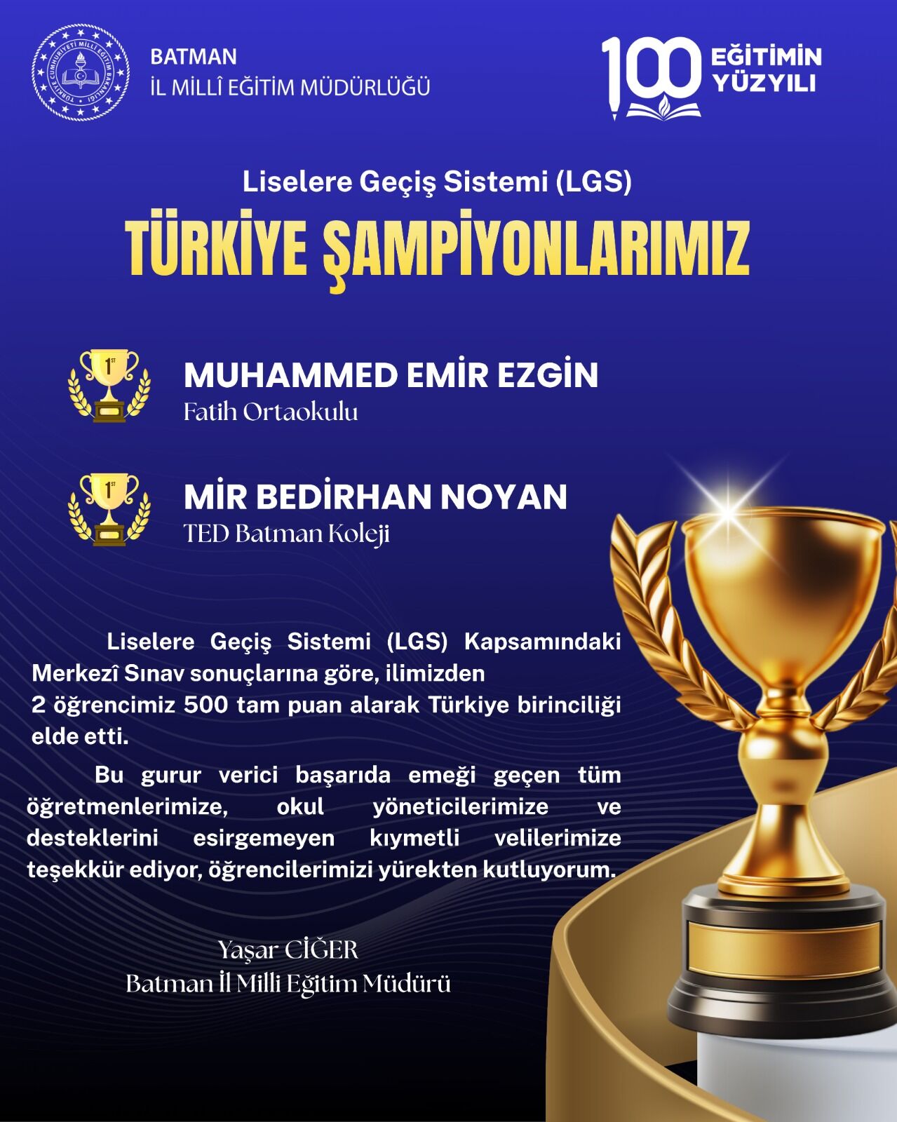 Lgs’de Batman’dan Çifte Türkiye Birinciliği1