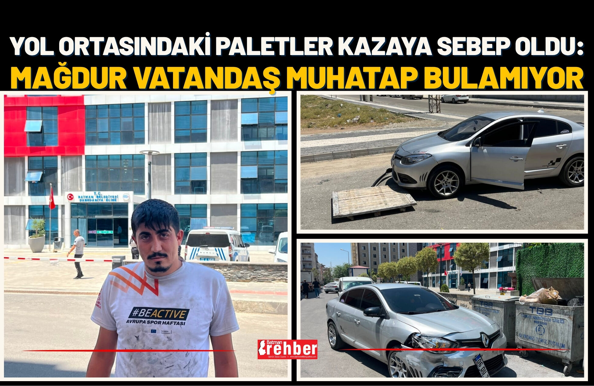 Yol Ortasındaki Paletler Kazaya Sebep Oldu: Mağdur Vatandaş Muhatap Bulamıyor