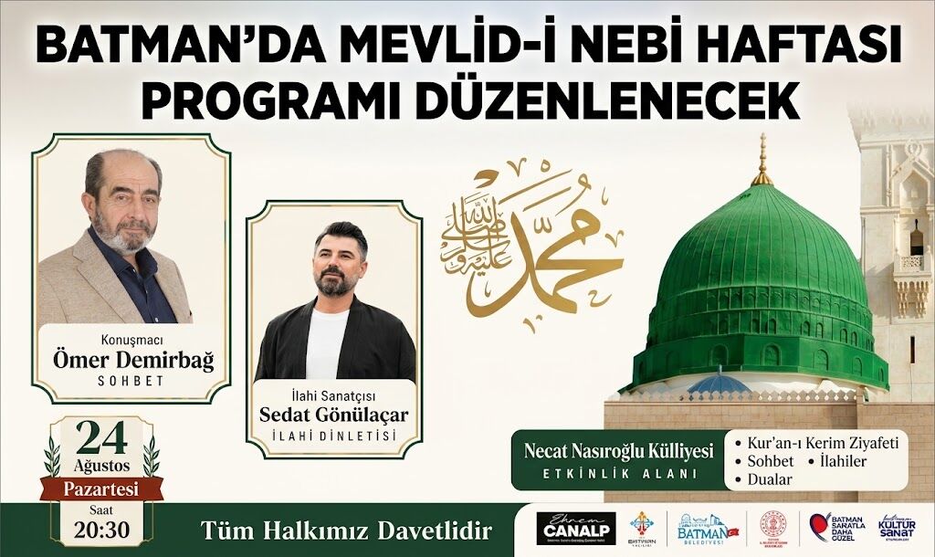 Batman’da Mevlid-İ Nebi Haftası Programı Düzenlenecek