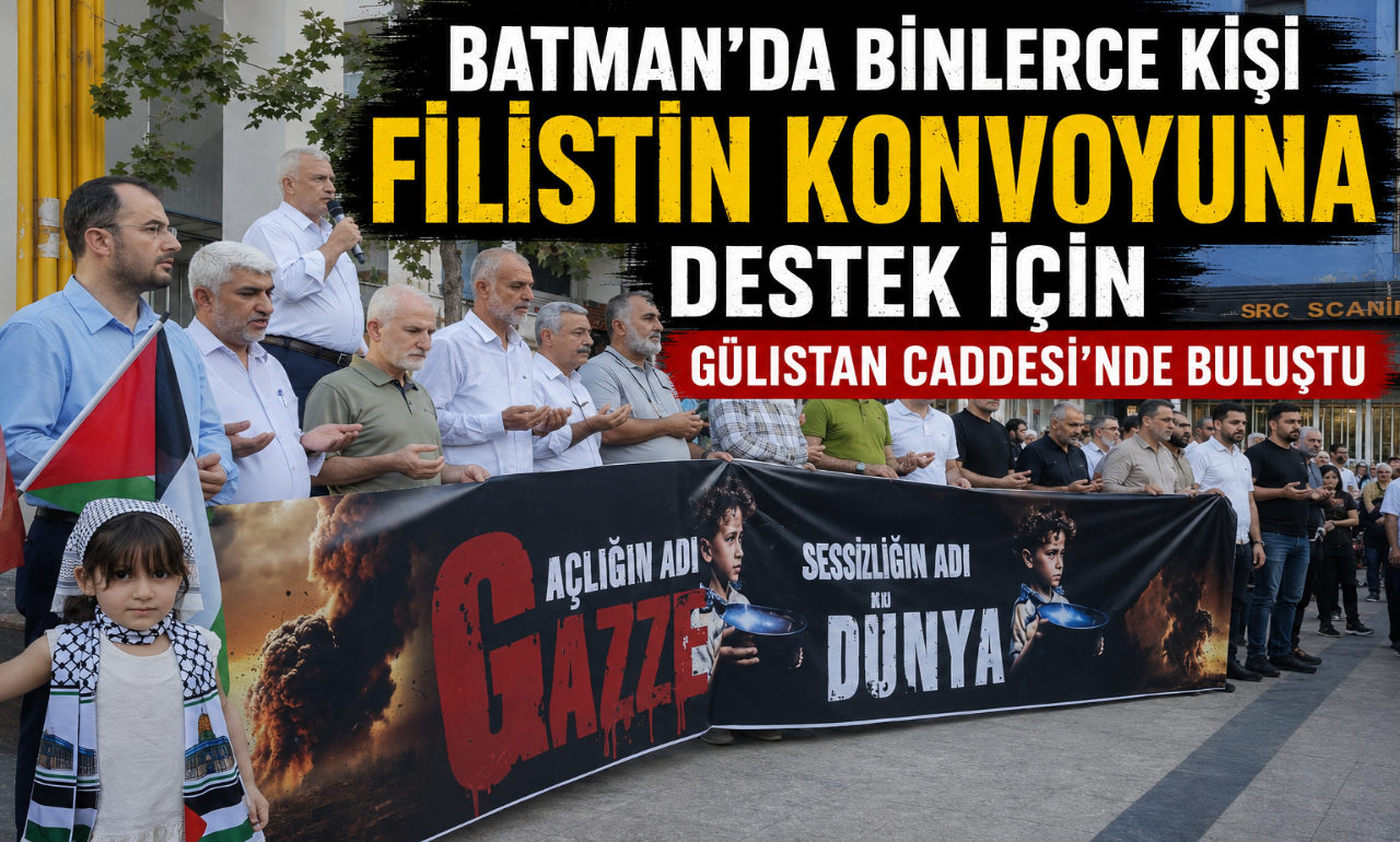 Batman’da Binlerce Kişi Filistin Konvoyuna Destek İçin Gülistan Caddesi’nde Buluştu