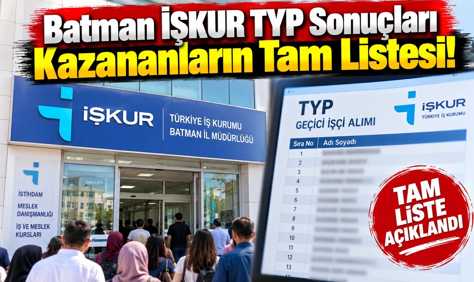 Batman İŞKUR TYP Sonuçları Kazananların Tam Listesi