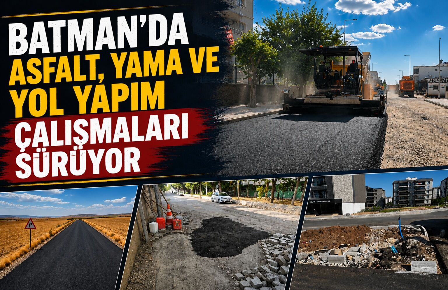 Batman’da Asfalt, Yama ve Yol Yapım Çalışmaları Sürüyor