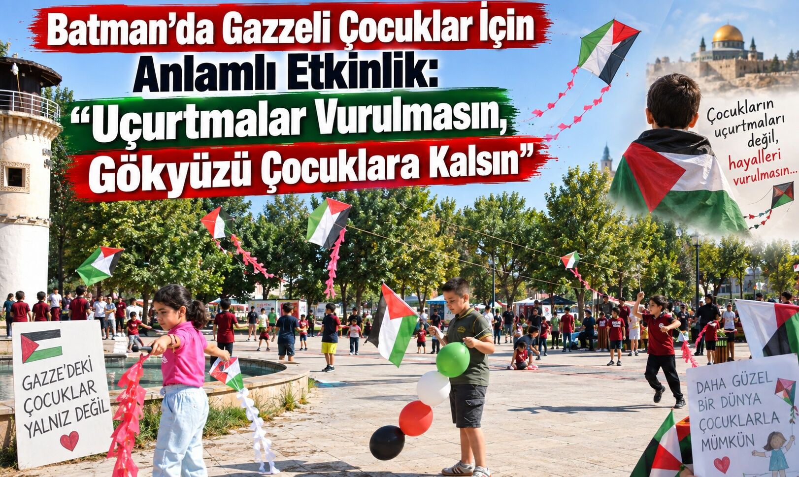 Batman’da Gazzeli Çocuklar İçin Anlamlı Etkinlik: “Uçurtmalar Vurulmasın, Gökyüzü Çocuklara Kalsın”