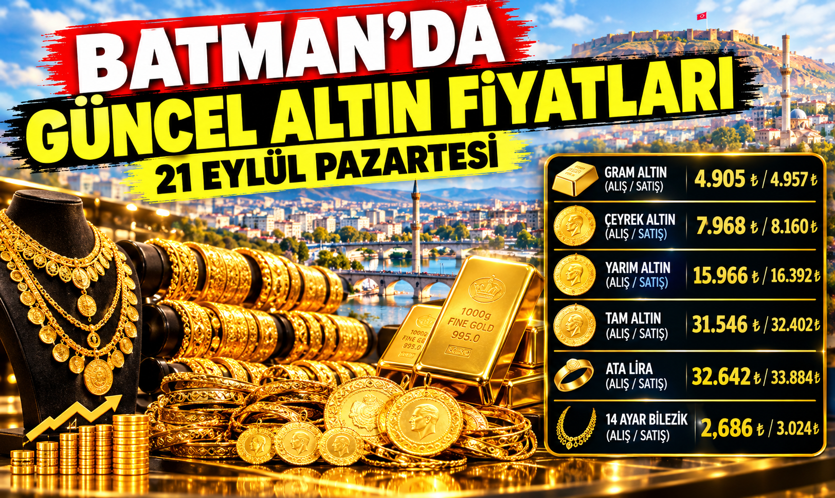 BATMAN’DA GÜNCEL ALTIN FİYATLARI – 21 EYLÜL PAZARTESİ