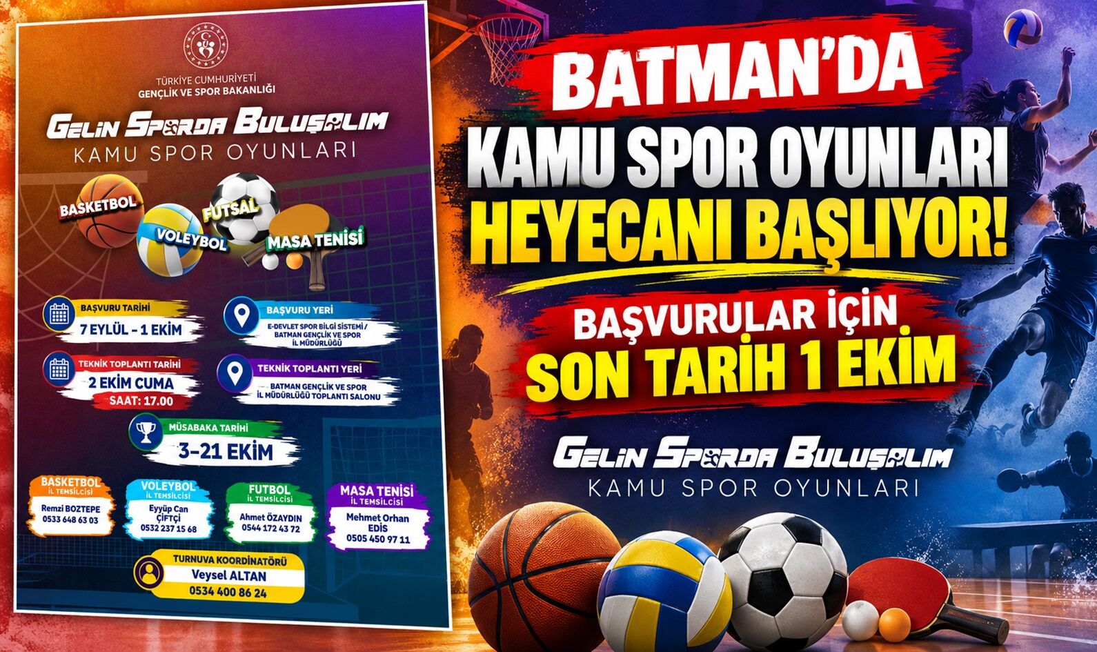 Batman’da Kamu Spor Oyunları Heyecanı Başlıyor! Başvurular İçin Son Tarih 1 Ekim