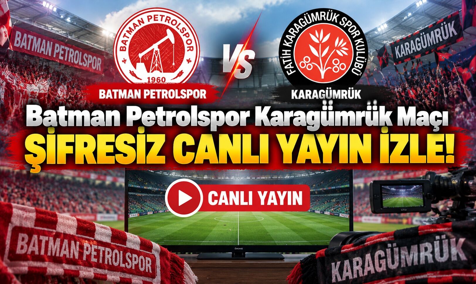 Batman Petrolspor Karagümrük Maçı Şifresiz Canlı Yayın İzle!